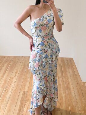 Floral One-Shoulder Maxi Dress (XS)